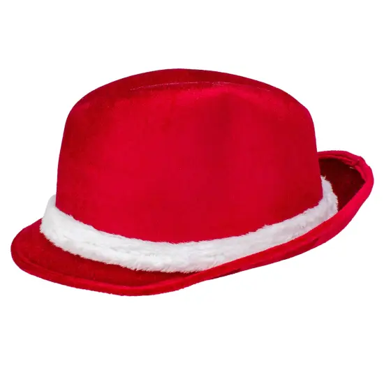 Fun World 3.5" Red and White Fedora with Plush Women Christmas Santa Hat - One Size {6}