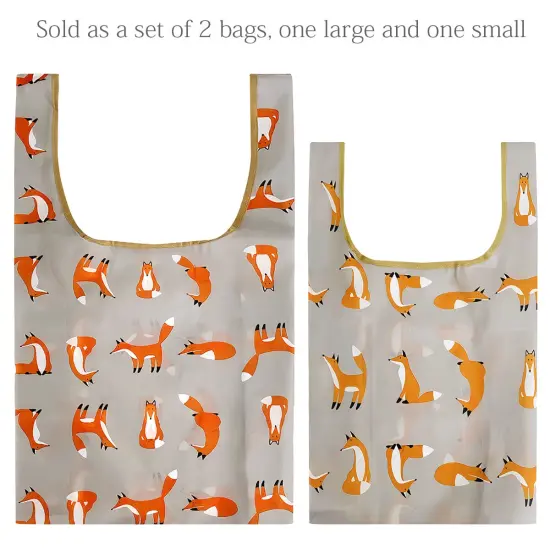 Wrapables JoliBag Collection Reusable Shopping Bag (Set of 2) Lounging Foxes {3}