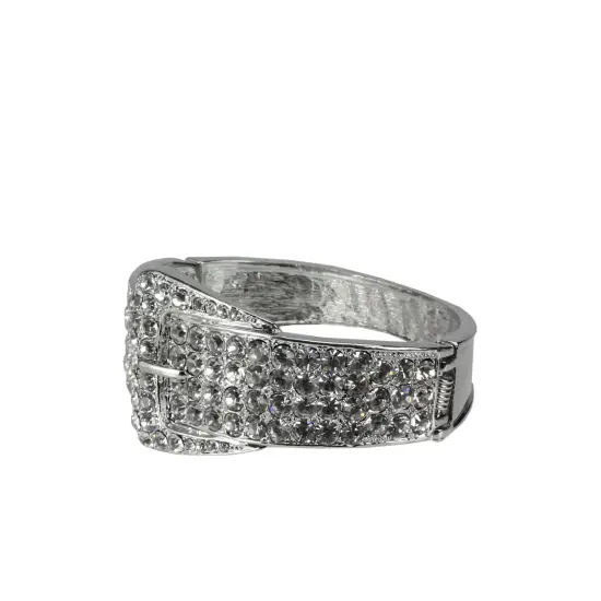 December Diamonds Silvertone Embellished Crystal Buckle Fashion Jewelry Ring - Size 8 Metallic {3}