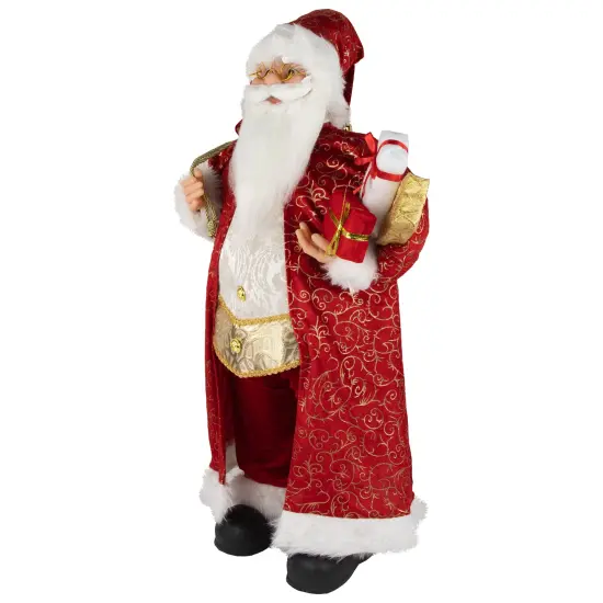 Northlight 32" Red and Gold Santa Claus with Gifts Christmas Figure {5}