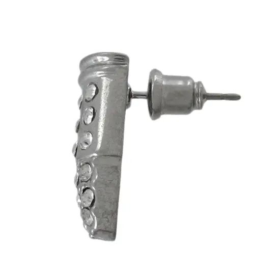 Beautiful Chrome Bullet Rhinestone Stud Earrings {3}