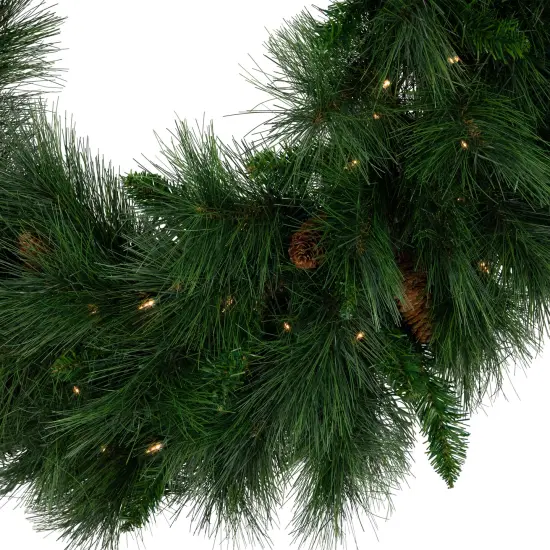 Northlight Pre-Lit White Valley Pine Artificial Pinecone Christmas Wreath - 36" - Clear Lights Green {6}