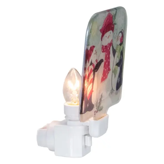 Northlight Snowman and Penguins Glass Christmas Night Light - 4" Multi {4}
