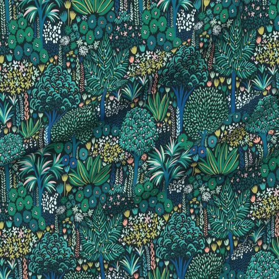 Various Fabrics by the Yard or Fat Quarter Bohemian Tropical Botanical Emerald Jade Whimsical Jungle Custom Printed Fabric by Spoonflower {6}