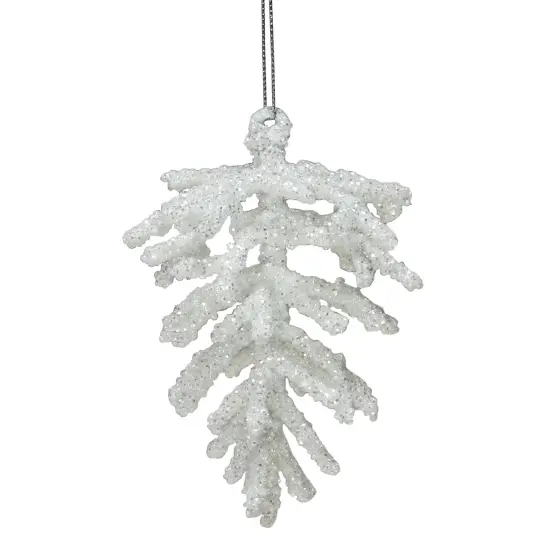 Northlight 5" White and Silver Glitter Pine Cone Christmas Ornament {1}