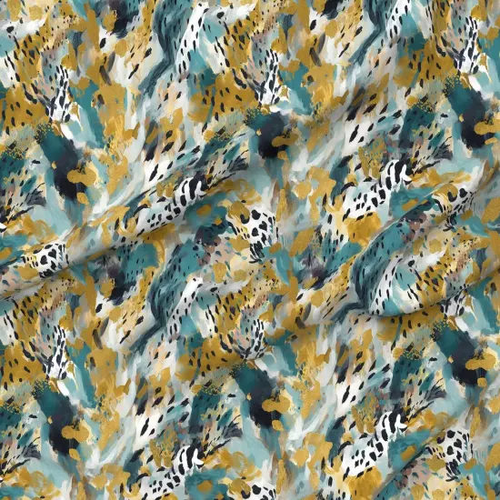 Various Fabrics by the Yard or Fat Quarter Animal Print Watercolor Jungle Nature Teal Gold Custom Printed Fabric by Spoonflower {6}
