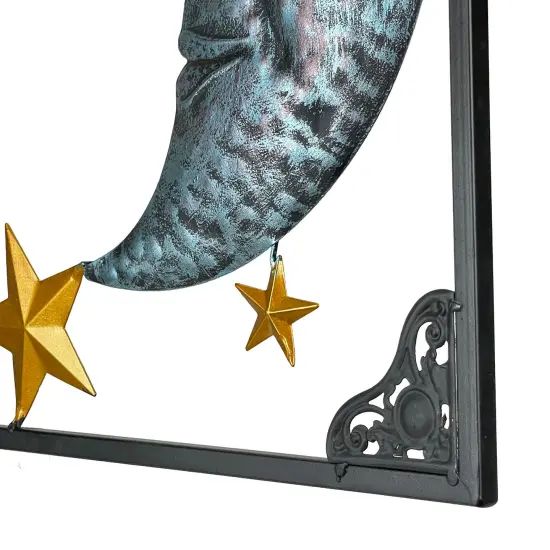 Tri-Tone Celestial Sun Moon and Stars Indoor/Outdoor Metal Wall Art {7}