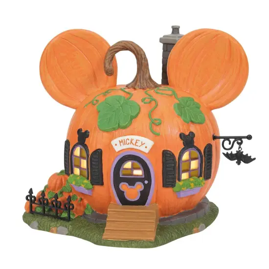 Department 56 Dept 56 Disney Mickey's Pumpkintown House Halloween Figure Orange {1}