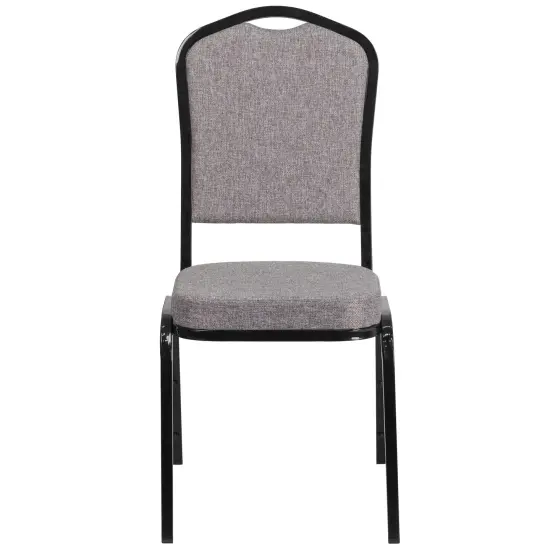 Emma and Oliver 4 Pack Crown Back Stacking Banquet Chair GrayFabric/Black {3}