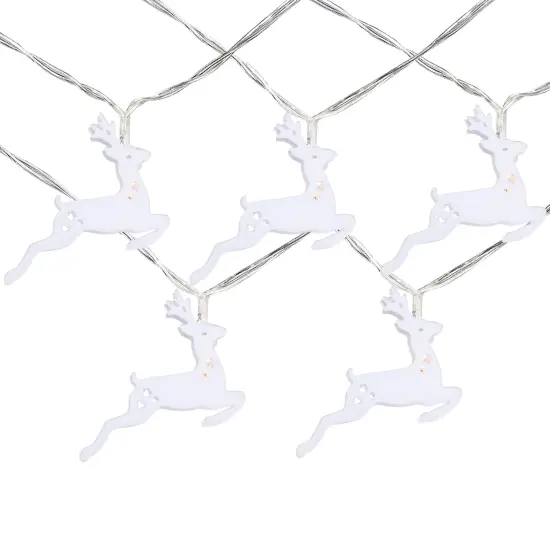 Northlight LED Leaping Reindeer Christmas Light Set - 3' Clear Wire - 15ct White {3}