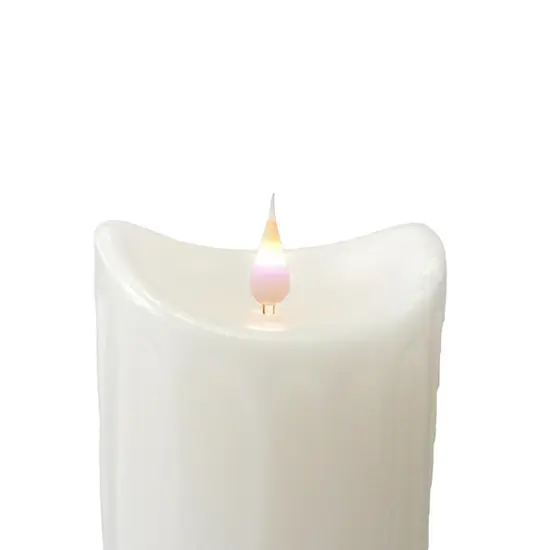 Melrose 5.25" Pre-Lit White Battery Operated Flameless LED Pillar Candle {3}