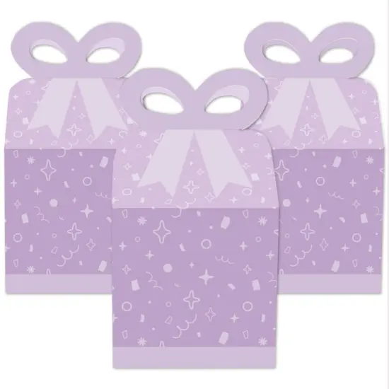 Big Dot of Happiness Purple Confetti Stars - Square Favor Gift Boxes - Simple Party Bow Boxes - Set of 12 {3}