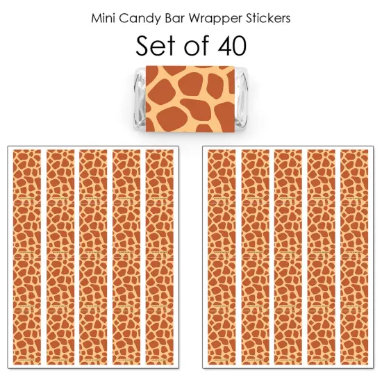 Big Dot of Happiness Giraffe Print - Mini Candy Bar Wrapper Stickers - Safari Party Small Favors - 40 Count {4}