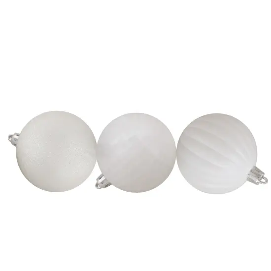 Northlight Shatterproof 3-Finish Christmas Ball Ornaments - 2.5" (60mm) - White - 100ct {1}