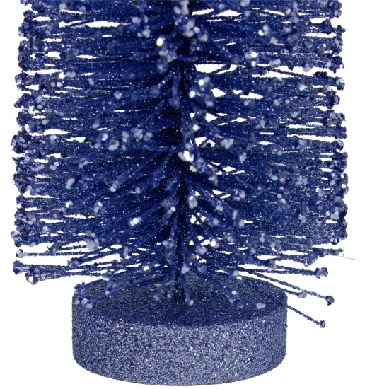 Northlight 14" Blue Glitter Bottle Brush Sisal Christmas Tree {4}