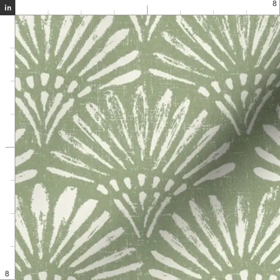 Various Fabrics by the Yard or Fat Quarter Weathered Distressed Look Scallop Print Block Cream Ivory Custom Printed Fabric by Spoonflower {4}