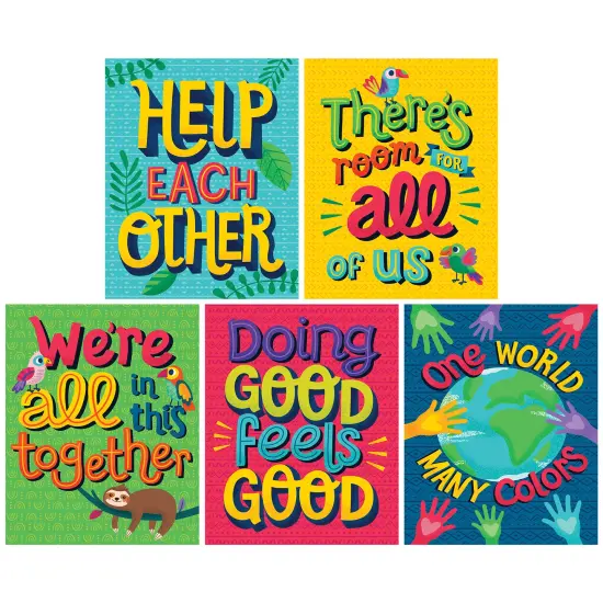 Carson Dellosa One World 5-Piece Posters, Motivational 8.5" x 11" Tropical Wall Art With Positive Affirmations for Bulletin Board, Door, Boho Decor, Classroom Must Haves {1}