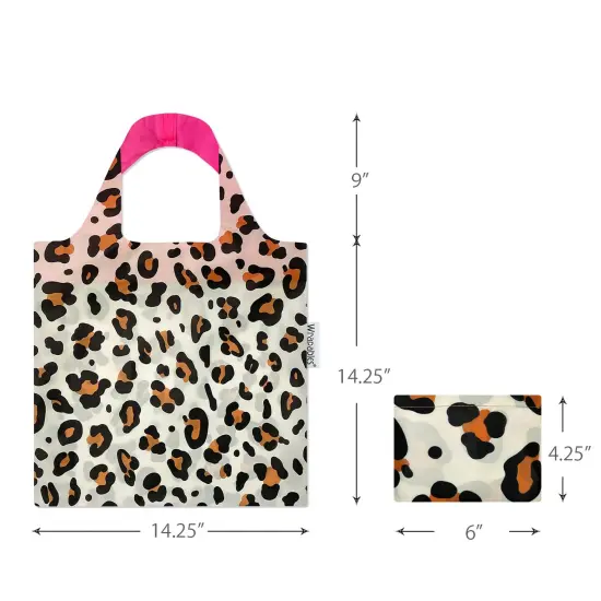 Wrapables Allybag Foldable & Lightweight Reusable Grocery Bag, Grab & Go Leopard Beige {2}