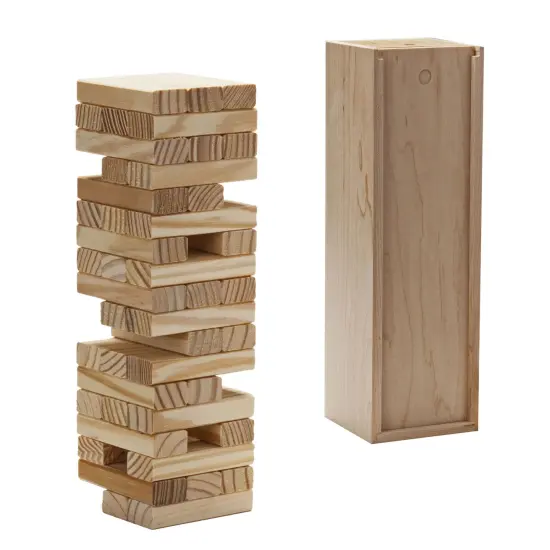 WE Games Wood Blocks Stacking Tower Game with Wood Box, 12 in. Made in USA {1}