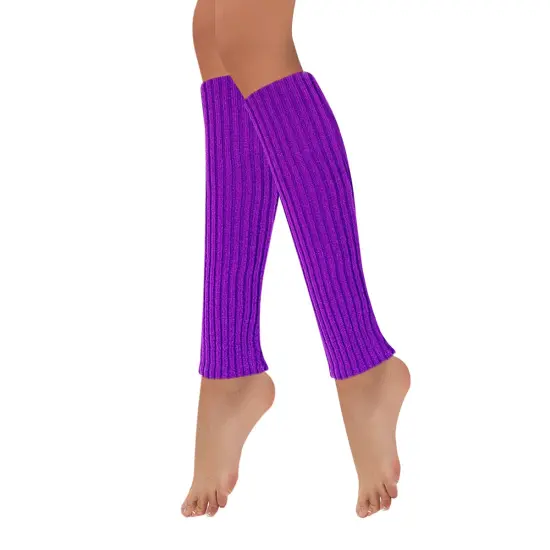 Wrapables 80's Style Neon Fluorescent Ribbed Leg Warmers Purple {2}