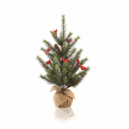 Napa Home & Garden 2' Green and Brown Glittered Cardinal Snow Pine Artificial Christmas Tree - Unlit {1}