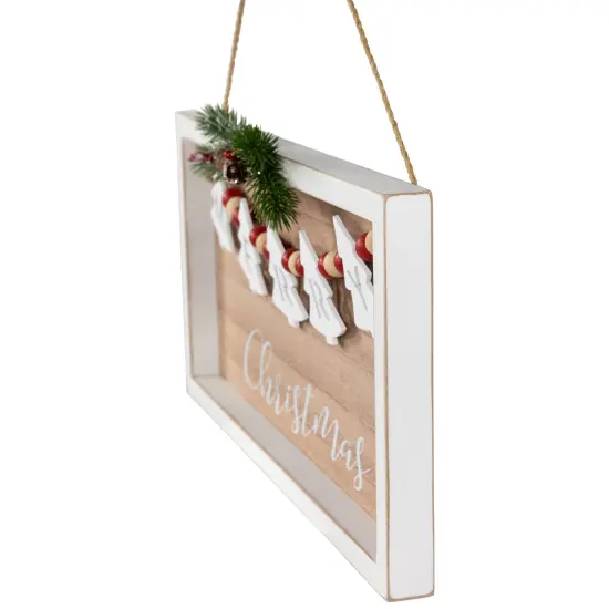 Northlight 15.75" Framed Rustic "Merry Christmas" Beaded Wooden Wall Sign Beige {6}