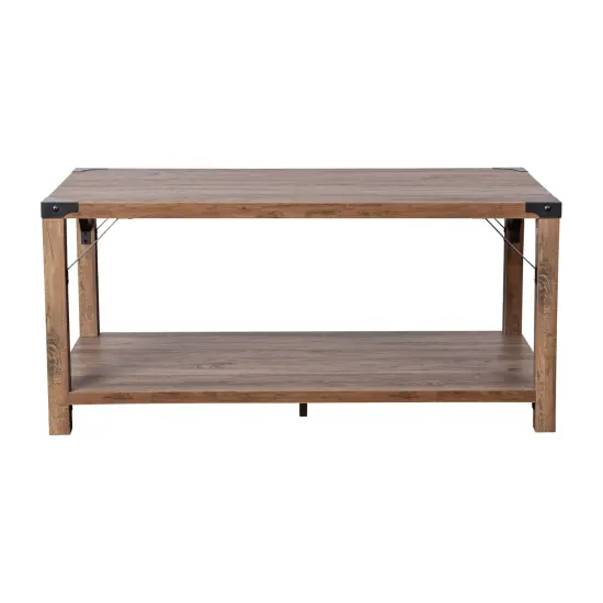 Merrick Lane Green River Modern Farmhouse Engineered Wood Coffee Table and Powder Coated Steel Accents Aspen Gray {8}