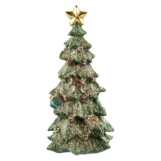 Northlight Glittered Christmas Tree with Presents, Berries and Bows Decoration - 6.75" Green {4}