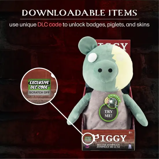 PIGGY ZomPiggy Plush Stuffed Animal Toy with Light Up Eye and Sounds, 13" {6}