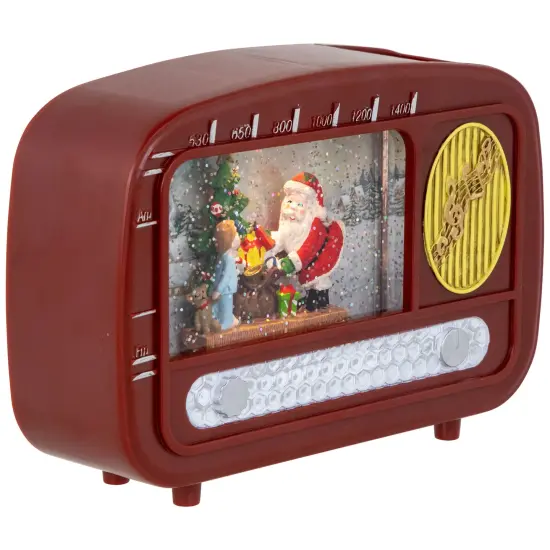 Northlight LED Lighted "Santa Sighting" Retro Radio Christmas Snow Globe - 8.75" Brown {4}