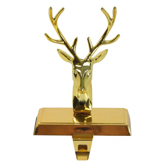 Northlight Shiny Metal Deer Head Christmas Stocking Holder - 8" - Gold Finish {1}