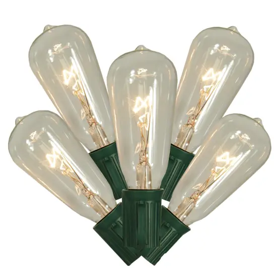 Vickerman 10-Count Clear and Green Transparent ST40 Edison Style Patio Lights, 9 ft Green Wire {1}