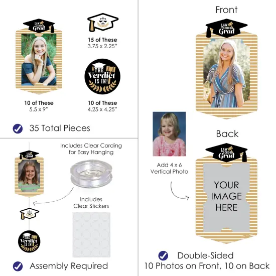 Big Dot of Happiness Law School Graduation Party Vertical Photo Garland 35 Pieces {4}