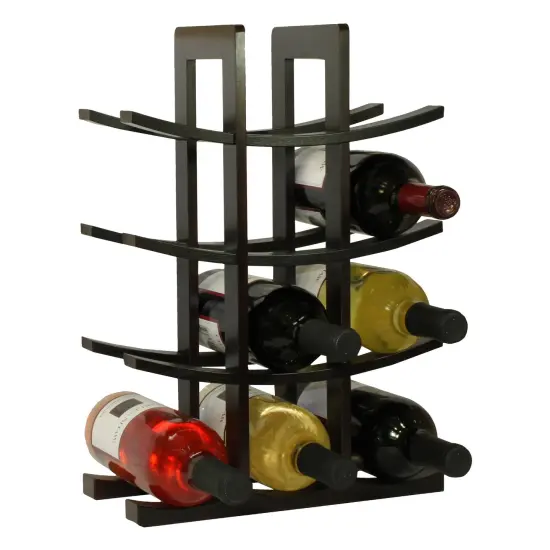 Oceanstar 12-Bottle Dark Espresso Bamboo Wine Rack Black {1}