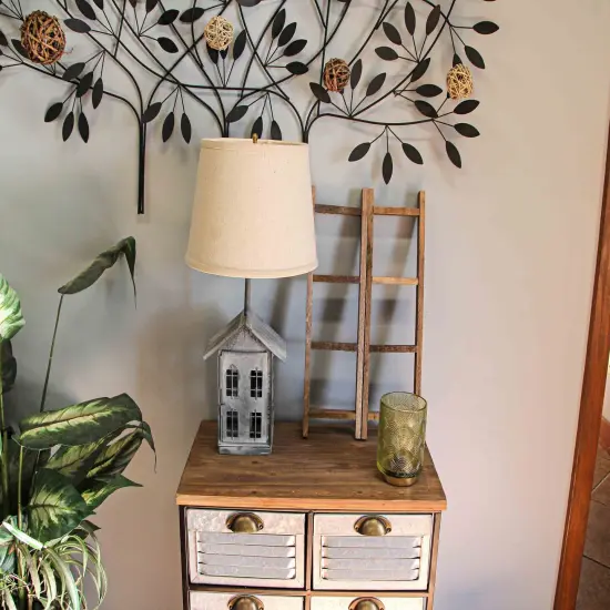 Rustic Zinc Dual Table Lamp And Accent Light Mid Century Modern Farmhouse Decor {6}