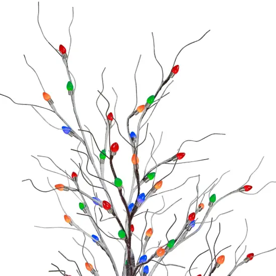 Northlight 6' Brown LED Lighted Frosted Christmas Twig Tree - Multi-Color lights {6}