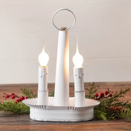 Irvins Country Tinware Oval Double Accent Light in Rustic White {5}