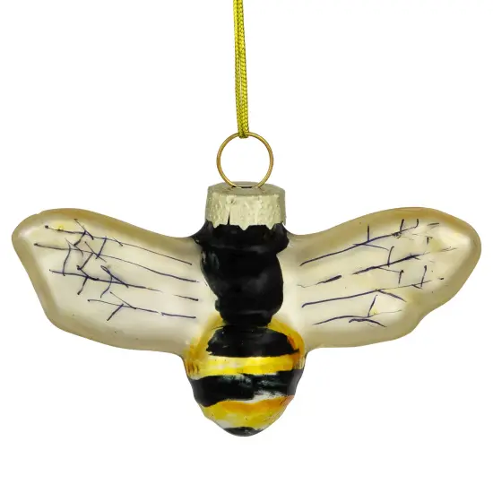 Northlight 3.25" Black and Yellow Bee Glass Christmas Ornament {6}