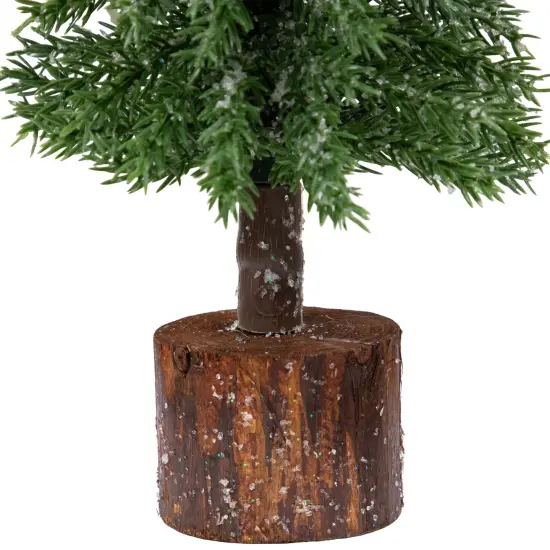 Northlight Frosted Icy Pine Tree with Jute Base Christmas Tree - 14" - Unlit Green {5}