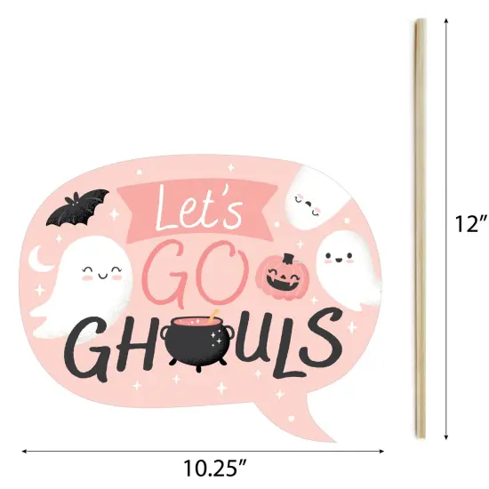 Big Dot of Happiness Pastel Halloween - Pink Pumpkin Party Photo Booth Props Kit - 20 Count {7}