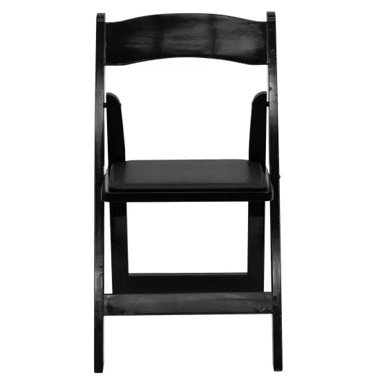 Emma and Oliver 2 Pack Wedding Party Event Wood Folding Chair with Vinyl Padded Seat Black {2}