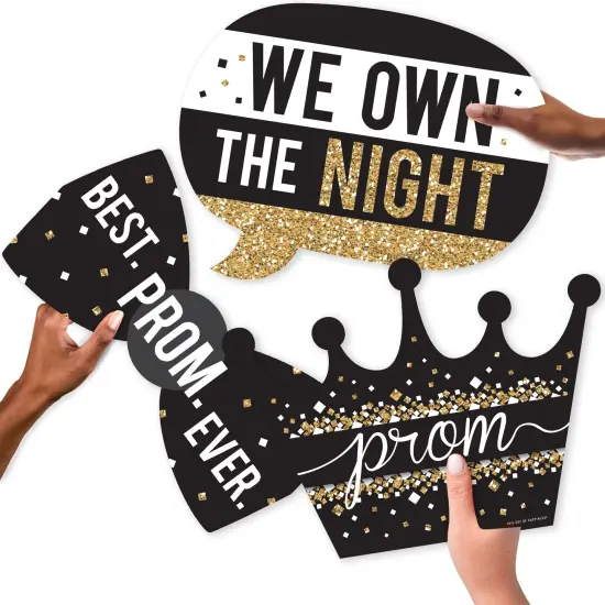 Big Dot of Happiness Prom - Talk Bubble, Crown, and Tie Decorations - Prom Night Party Large Photo Props - 3 Pc {6}