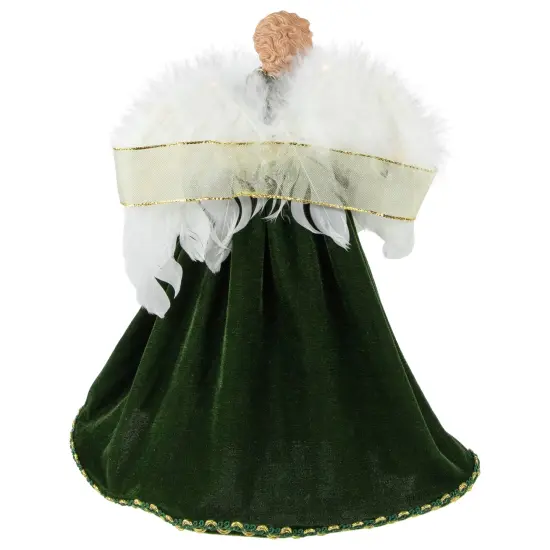 Northlight Angel with Lighted Wings Christmas Tree Topper - 14" - Green and Gold {5}