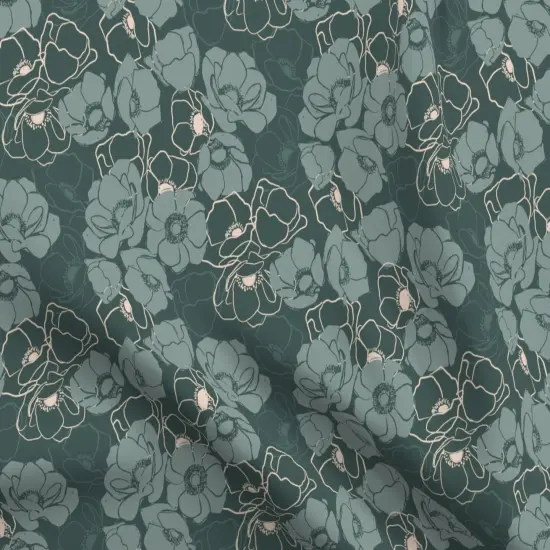 Various Fabrics by the Yard or Fat Quarter Emerald Modern Floral Botanical Blush Custom Printed Fabric by Spoonflower {5}