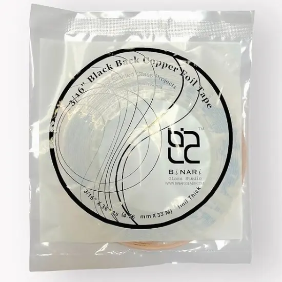 BiNARi 3/16 in Copper or Black Backed Copper Foils - Stained Glass Foil Tape (3 Rolls) Black back {4}