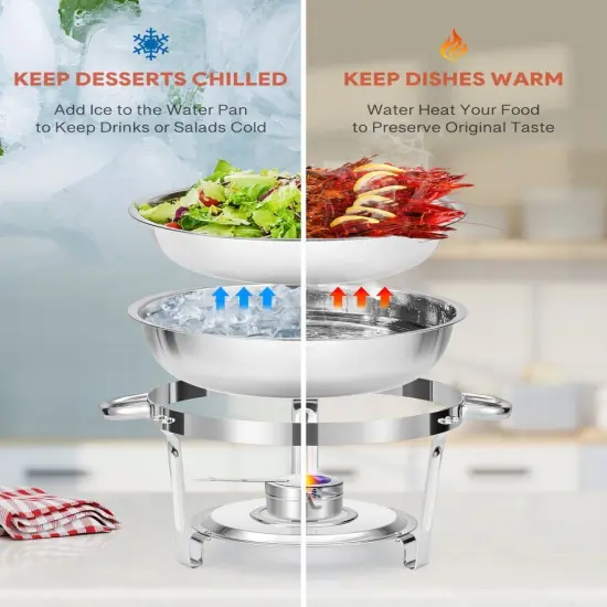 "WILPREP 5qt Chafing Dish Buffet Set of 2 Stainless Steel Food Warmers for Party " {2}