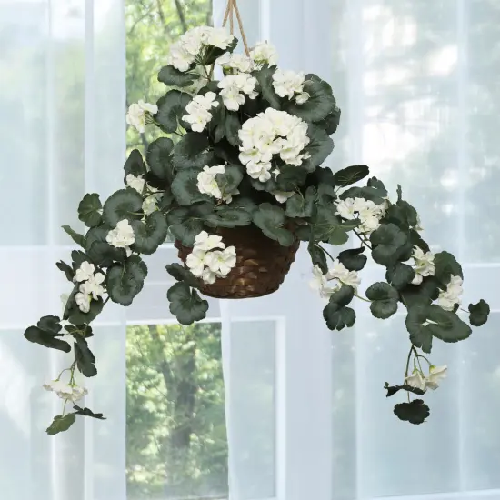 30-Inch White Silk Geranium Plant with Lifelike Appearance for Home and Office D&eacute;cor | Vibrant Artificial Flower Arrangement | Floral Home by Artificial Flower {3}