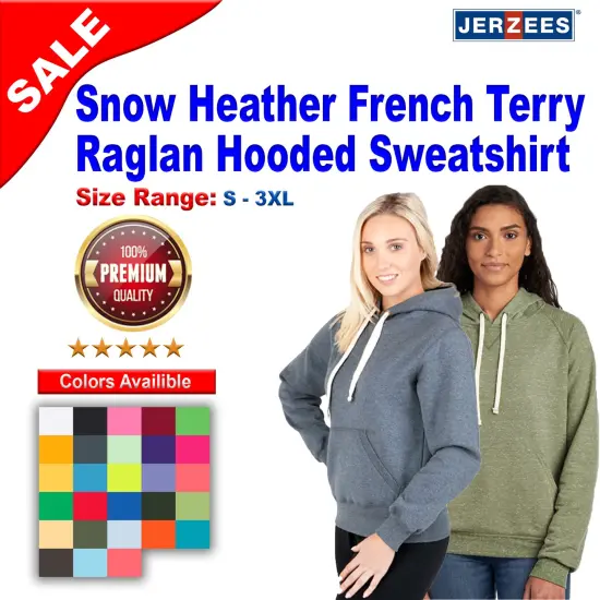 JERZEES&reg; Snow Heather French Terry Raglan Hooded Sweatshirt Red {2}
