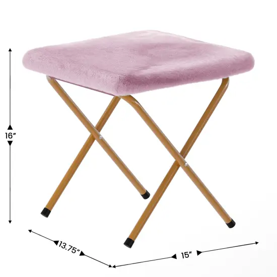 Emma and Oliver Ersa Oversize Folding Saucer Moon Chair and Ottoman for Dorm and Bedroom with Steel Frames DustyPurple/SoftGold {6}