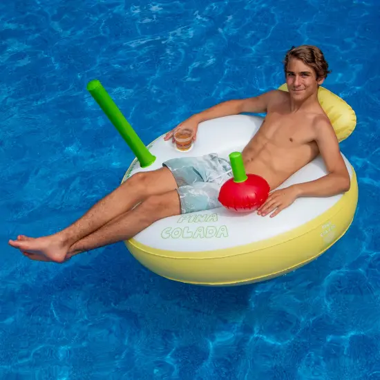 Swim Central 41" Yellow and White Pi&ntilde;a Colada Inflatable Swimming Pool Inner Tube Ring Float {6}